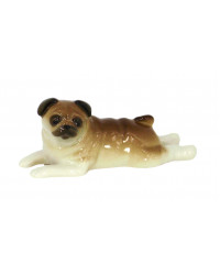 LOMONOSOV IMPERIAL PORCELAIN FIGURINE DOG PUG RELAXING