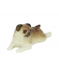 LOMONOSOV IMPERIAL PORCELAIN FIGURINE DOG PUG RELAXING