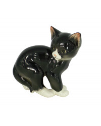 LOMONOSOV IMPERIAL PORCELAIN FIGURINE CAT BLACK KITTEN