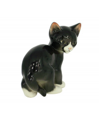 LOMONOSOV IMPERIAL PORCELAIN FIGURINE CAT BLACK KITTEN