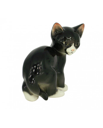 LOMONOSOV IMPERIAL PORCELAIN FIGURINE CAT BLACK KITTEN