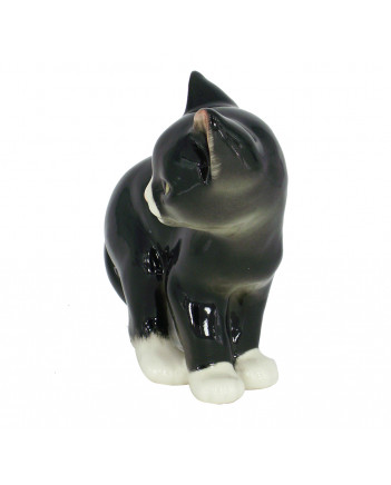 LOMONOSOV IMPERIAL PORCELAIN FIGURINE CAT BLACK KITTEN