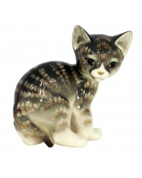 LOMONOSOV IMPERIAL PORCELAIN FIGURINE CAT GRAY KITTEN