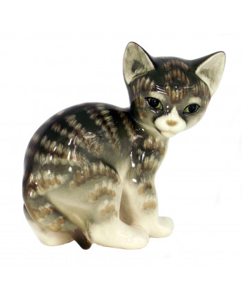 LOMONOSOV IMPERIAL PORCELAIN FIGURINE CAT GRAY KITTEN