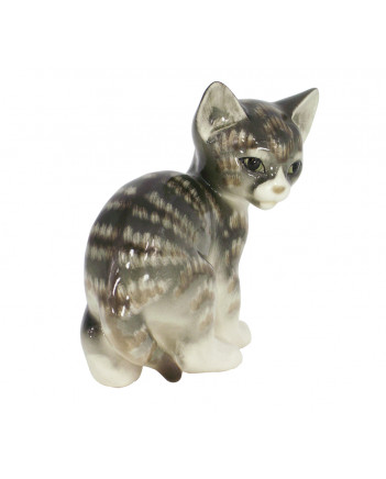 LOMONOSOV IMPERIAL PORCELAIN FIGURINE CAT GRAY KITTEN