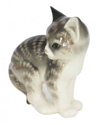 LOMONOSOV IMPERIAL PORCELAIN FIGURINE CAT GRAY KITTEN