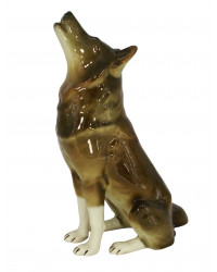 LOMONOSOV IMPERIAL PORCELAIN FIGURINE WOLF SITTING