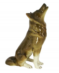 LOMONOSOV IMPERIAL PORCELAIN FIGURINE WOLF SITTING