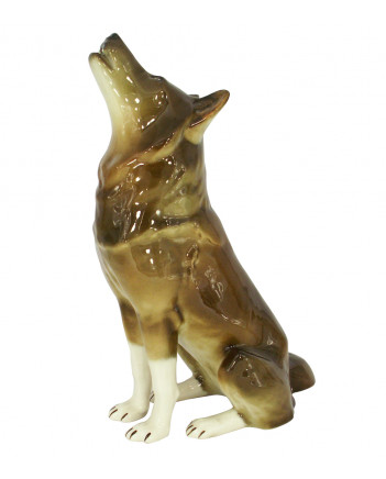 LOMONOSOV IMPERIAL PORCELAIN FIGURINE WOLF SITTING