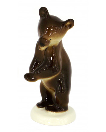 LOMONOSOV IMPERIAL PORCELAIN FIGURINE BROWN BEAR CUB DANCING