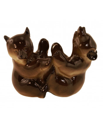 LOMONOSOV IMPERIAL PORCELAIN FIGURINE BROWN BEAR CUBS PLAYING