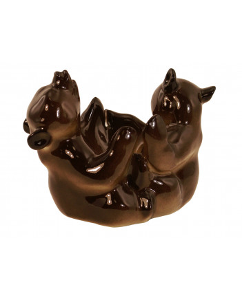 LOMONOSOV IMPERIAL PORCELAIN FIGURINE BROWN BEAR CUBS PLAYING