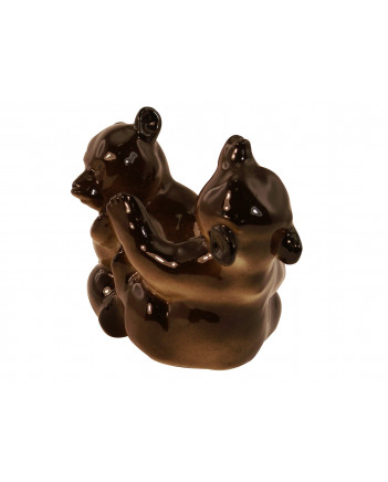 LOMONOSOV IMPERIAL PORCELAIN FIGURINE BROWN BEAR CUBS PLAYING
