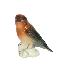 LOMONOSOV IMPERIAL PORCELAIN FIGURINE BIRD CROSSBILL RED