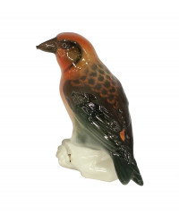 LOMONOSOV IMPERIAL PORCELAIN FIGURINE BIRD CROSSBILL RED