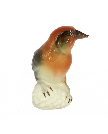LOMONOSOV IMPERIAL PORCELAIN FIGURINE BIRD CROSSBILL RED