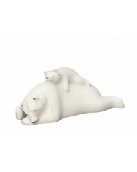 LOMONOSOV IMPERIAL PORCELAIN FIGURINE POLAR BEAR MOM WITH CUB SLEEPING