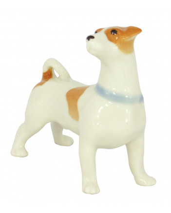 LOMONOSOV IMPERIAL PORCELAIN FIGURINE DOG JACK RASSEL WAITING