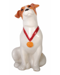 LOMONOSOV IMPERIAL PORCELAIN FIGURINE DOG JACK RASSEL SITTING
