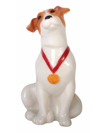 LOMONOSOV IMPERIAL PORCELAIN FIGURINE DOG JACK RASSEL SITTING