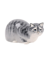 LOMONOSOV IMPERIAL PORCELAIN FIGURINE CAT GRAY HUNTING