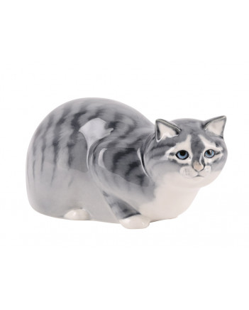 LOMONOSOV IMPERIAL PORCELAIN FIGURINE CAT GRAY HUNTING