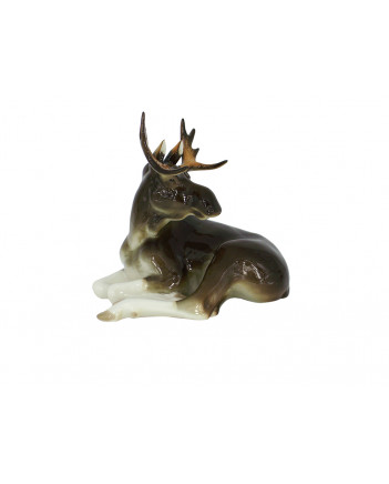 LOMONOSOV IMPERIAL PORCELAIN FIGURINE MOOSE ELK RELAXING