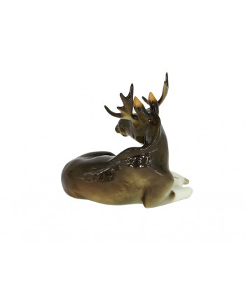LOMONOSOV IMPERIAL PORCELAIN FIGURINE MOOSE ELK RELAXING