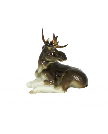 LOMONOSOV IMPERIAL PORCELAIN FIGURINE MOOSE ELK RELAXING
