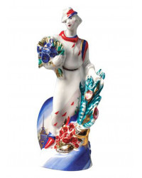 LOMONOSOV IMPERIAL PORCELAIN FIGURINE LADY WITH FLOWERS