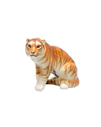 LOMONOSOV IMPERIAL PORCELAIN FIGURINE TIGER SITTING TAIGA