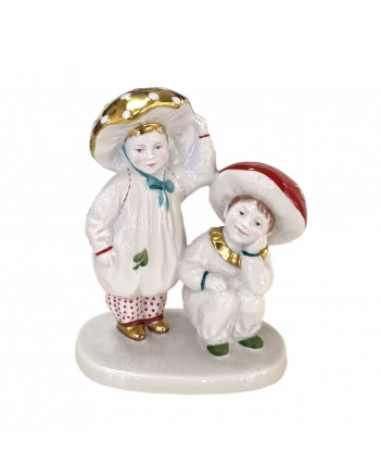 LOMONOSOV IMPERIAL PORCELAIN FIGURINE CHILDREN'S CARNIVAL MUSHROOMS BOYS