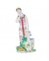 LOMONOSOV IMPERIAL PORCELAIN FIGURINE ALYONUSHKA GIRL and IVANUSHKA GOAT