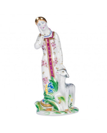 LOMONOSOV IMPERIAL PORCELAIN FIGURINE ALYONUSHKA GIRL and IVANUSHKA GOAT
