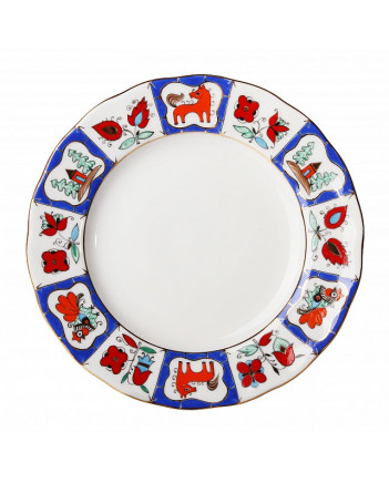 LOMONOSOV IMPERIAL PORCELAIN DESSERT PLATE TULIP RUSSIAN LUBOK 18 cm 7"