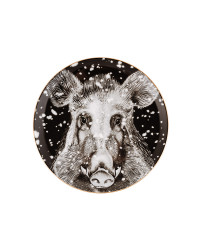 LOMONOSOV IMPERIAL PORCELAIN DECORATIVE WALL PLATE TOTEM ANIMAL WILD BOAR 30 CM 11.8"