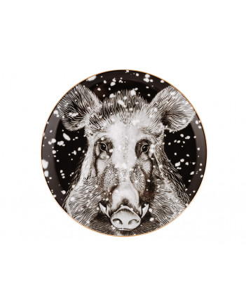 LOMONOSOV IMPERIAL PORCELAIN DECORATIVE WALL PLATE TOTEM ANIMAL WILD BOAR 30 CM 11.8"
