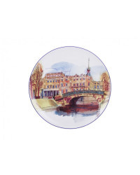 LOMONOSOV IMPERIAL PORCELAIN DECORATIVE WALL PLATE SWAN BRIDGE 195 mm 7.7"