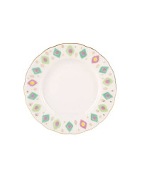 LOMONOSOV IMPERIAL PORCELAIN DESSERT PLATE PEACOCK FEATHER TULIP 18 cm / 7"
