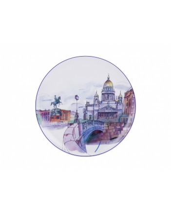 LOMONOSOV IMPERIAL PORCELAIN DECORATIVE WALL PLATE BLUE BRIDGE 195 mm 7.7"