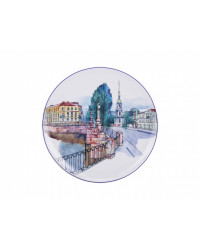 LOMONOSOV IMPERIAL PORCELAIN DECORATIVE WALL PLATE PIKALOV BRIDGE 195 mm 7.7"