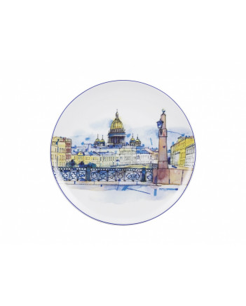 LOMONOSOV IMPERIAL PORCELAIN DECORATIVE WALL PLATE KISS BRIDGE 195 mm 7.7"