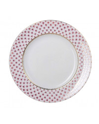 LOMONOSOV IMPERIAL PORCELAIN DINNER PLATE RED NET DEEP 22.5 cm 8.9"