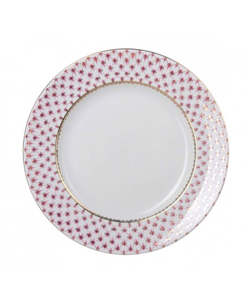 LOMONOSOV IMPERIAL PORCELAIN DINNER PLATE RED NET DEEP 22.5 cm 8.9"