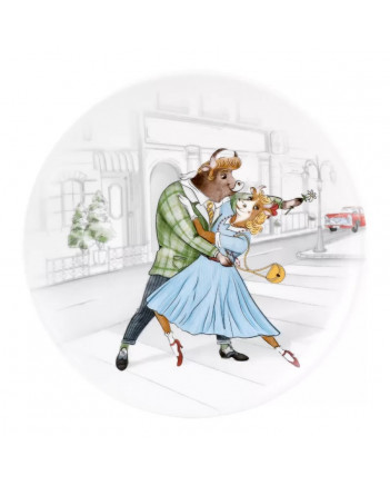LOMONOSOV IMPERIAL PORCELAIN DECORATIVE WALL PLATE MOD BULLS BROADWAY 195 mm 7.7"