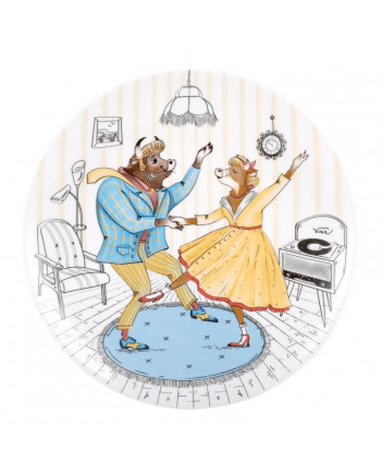 LOMONOSOV IMPERIAL PORCELAIN DECORATIVE WALL PLATE MOD BULLS BOOGIE WOOGIE 195 mm 7.7"