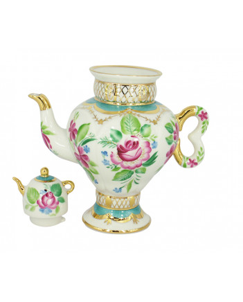 LOMONOSOV IMPERIAL PORCELAIN TEAPOT SAMOVAR LIGHT DAY 480 ml 16.2 oz