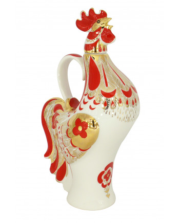 LOMONOSOV IMPERIAL PORCELAIN DECANTER RED ROOSTER 500 ML/16.9 OZ