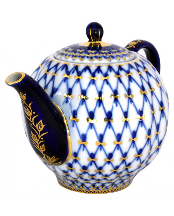  LOMONOSOV IMPERIAL PORCELAIN TEAPOT TULIP COBALT NET 3 CUPS 600 ML 20 oz