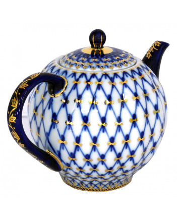  LOMONOSOV IMPERIAL PORCELAIN TEAPOT TULIP COBALT NET 3 CUPS 600 ML 20 oz